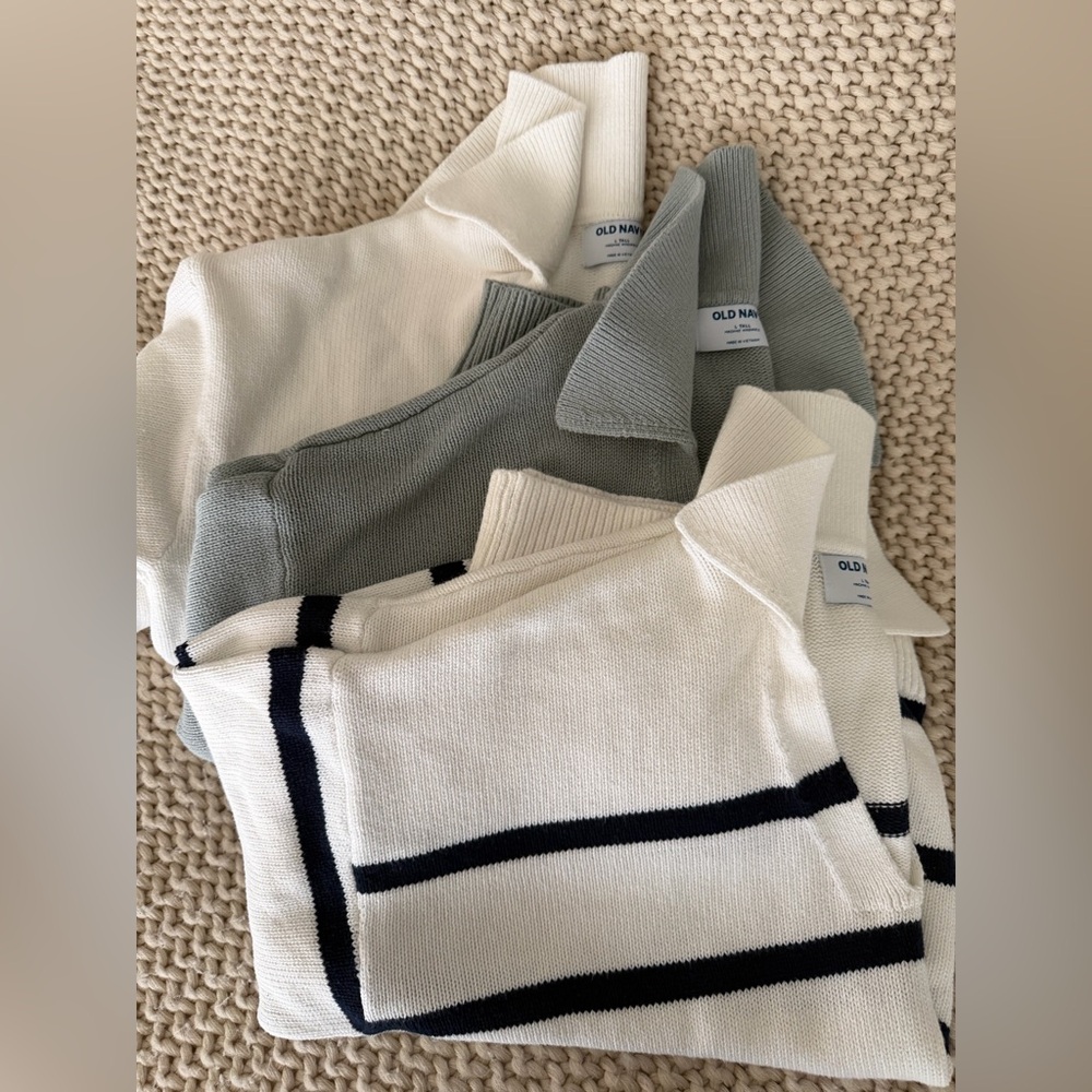 Three Johnny Collar sweaters size L Tall